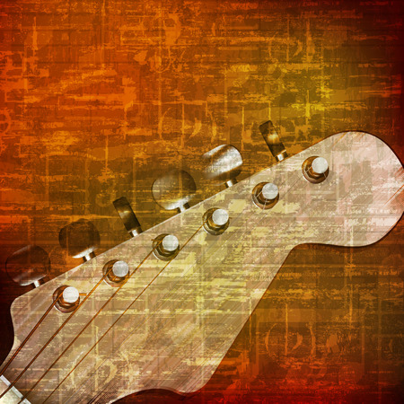 abstract brown grunge vintage sound background with guitarのイラスト素材