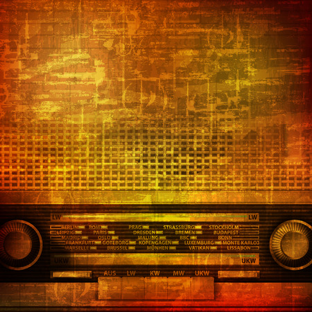 abstract brown grunge vintage sound background with retro radioのイラスト素材