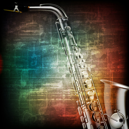 abstract music grunge vintage background with saxophone on brownのイラスト素材
