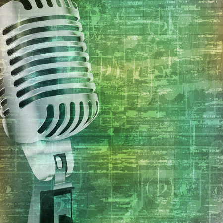 abstract music grunge vintage background with retro microphone vector illustrationのイラスト素材