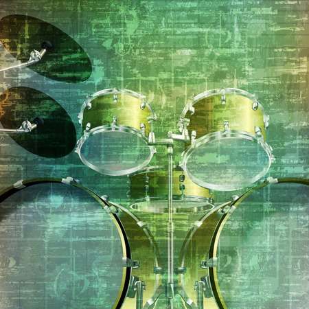 abstract music grunge vintage sound background with drum kit vector illustrationのイラスト素材