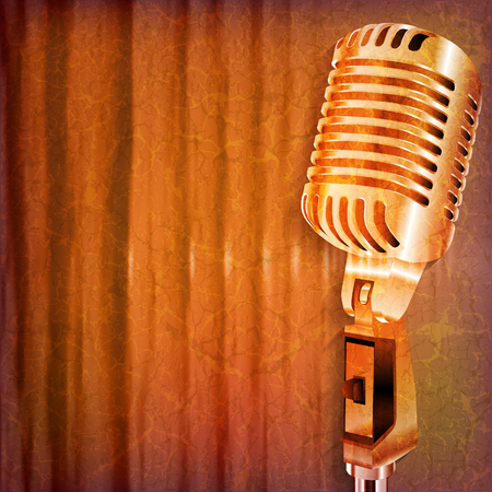 abstract grunge music background with retro microphone vector illustrationのイラスト素材
