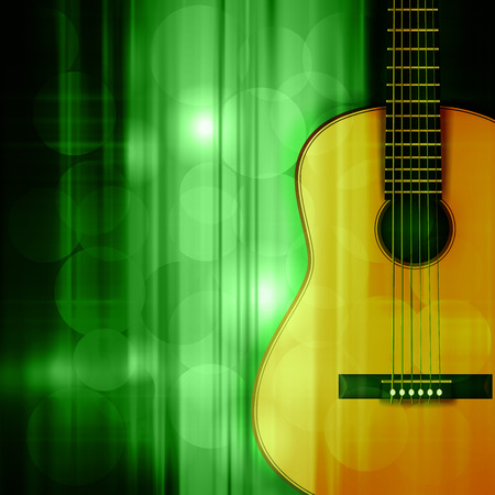 abstract green music background with acoustic guitarのイラスト素材