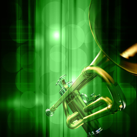 abstract green music background with trumpetのイラスト素材