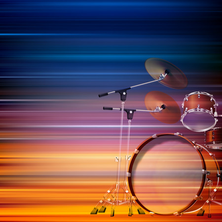 abstract blur music background with drum kitのイラスト素材