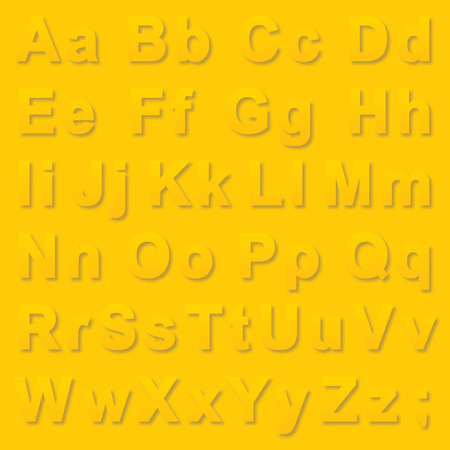 Alphabet yellow pseudo 3d letters with soft shadowsのイラスト素材