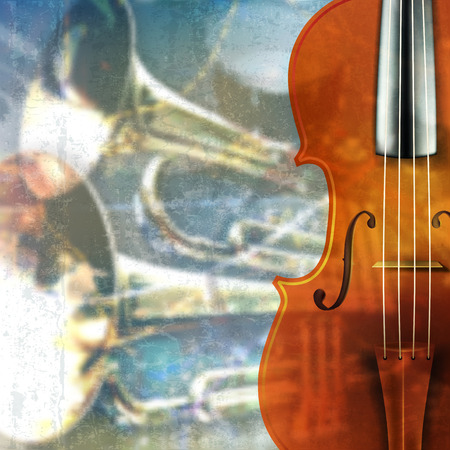 abstract blue grunge music background with violinのイラスト素材