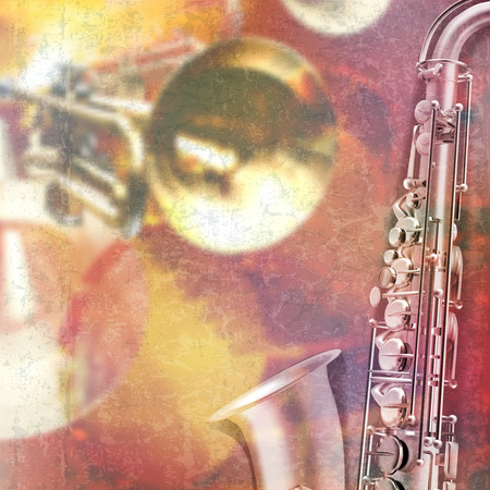 abstract red grunge music background with saxophoneのイラスト素材