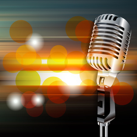 abstract music blur background with retro microphoneのイラスト素材