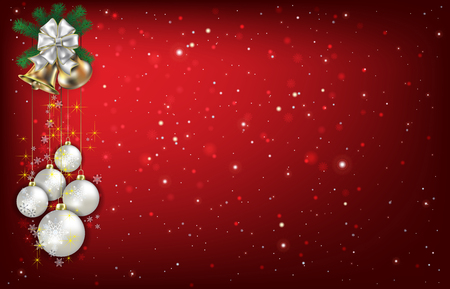 Abstract red background with Christmas bells and white decorationsのイラスト素材