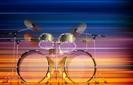 Abstract blur music background with drum kit illustration.のイラスト素材