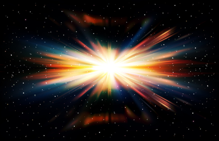 abstract black space background with stars and supernova vector illustrationのイラスト素材