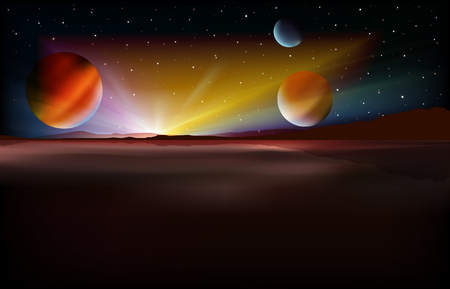 abstract background with mountain sunrise and stars vector illustrationのイラスト素材