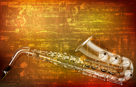 abstract brown grunge vintage sound background with saxophone vector illustrationのイラスト素材