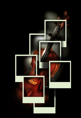 Violin between lights and shadowsの写真素材