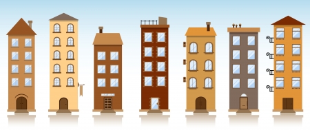 the illustration of  buildings made in one styleのイラスト素材