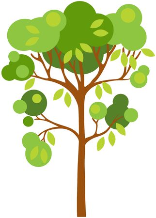 Abstract tree with green leafs in a circle shaped on white background. Isolated Vector illustration. EPS 8のイラスト素材