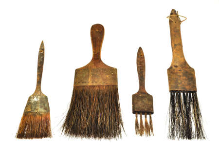 four several vintage paint brushesの写真素材