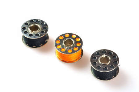 colored bobbins for sewwing machinesの写真素材
