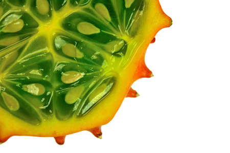 detail of a kiwano on white backgroundの写真素材