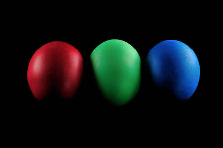 red, green, blue on black backgroundの写真素材