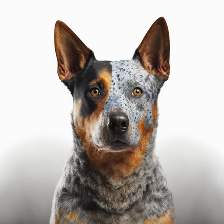 Portrait of a purebred German Shepherd dog on a white backgroundの素材