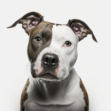 Portrait of a staffordshire bull terrier on a white backgroundの素材