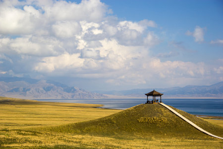 Sayram lake sceneryの写真素材
