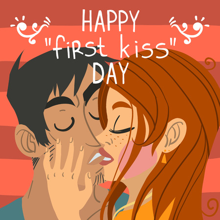  Happy first kiss day  greeting card のイラスト素材