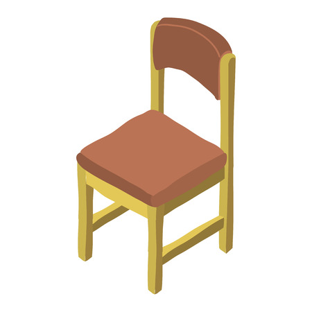 Vector cartoon isometric wood chair icon のイラスト素材