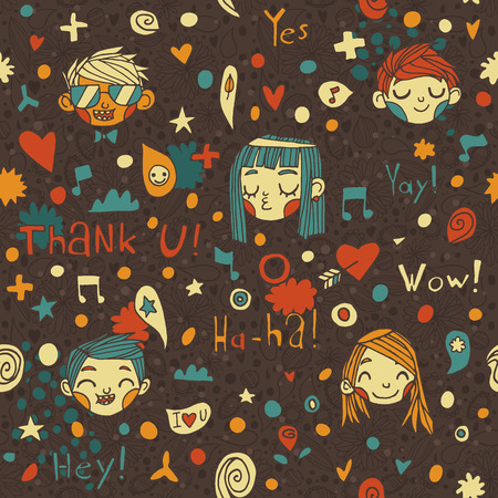 Abstract funny seamless people pattern.のイラスト素材