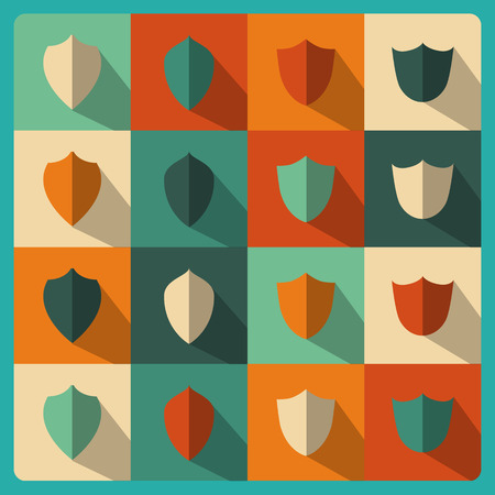 Vector set of vintage flat shields.のイラスト素材