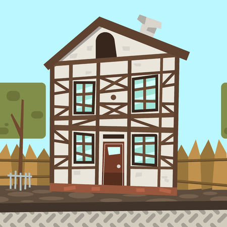 Vector cartoon flat Germany house.のイラスト素材