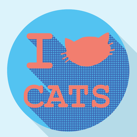 I love cats flat retro vintage icon.のイラスト素材