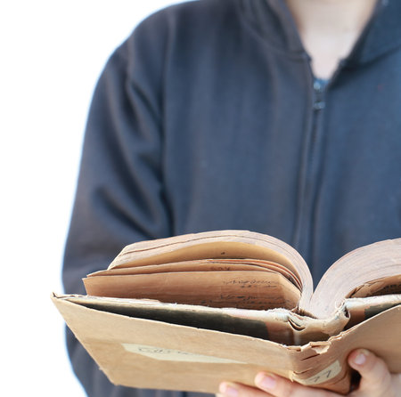 Women Holding old Book in Hands