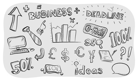 Business Theme Doodle Set, a hand drawn business theme vector doodle setのイラスト素材