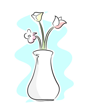 Flower Vase, a hand drawn vector illustration of a flower vase, isolated on a simple background editable.のイラスト素材