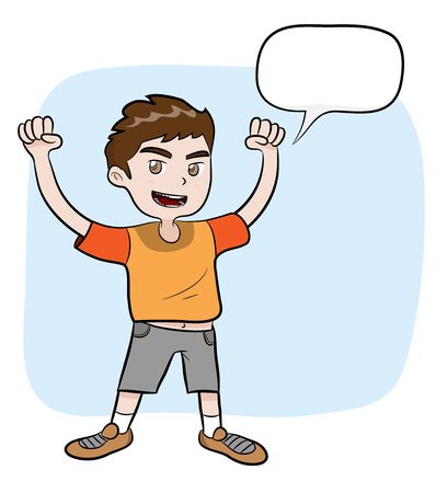 Healthy Boy With Text, a hand drawn vector illustration of a healthy boy with text, isolated on a simple background editable.のイラスト素材