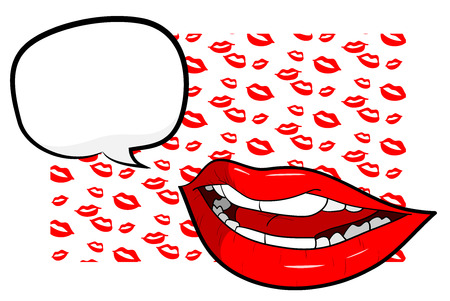 Sexy Lips With Text, a hand drawn vector illustration of sexy lips with text over lips-themed background editable.のイラスト素材