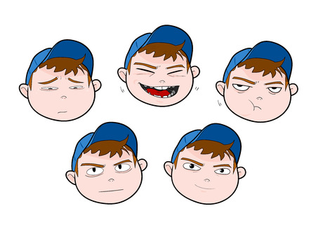 Boy Expressions, a hand drawn vector illustration set of various boy expressions.のイラスト素材