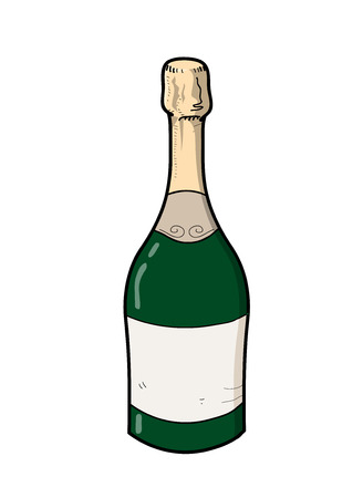 Champagne, a hand drawn vector illustration of a champagne bottle, perfect for decoration.のイラスト素材