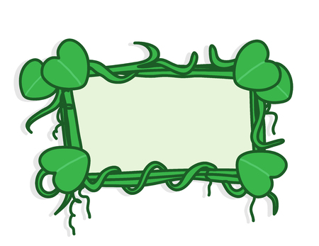 Nature Frame, a vector frame with nature theme, featuring Clover petals on each edges, perfect for St. Patrick's Day projects, or any text frame decoration.のイラスト素材