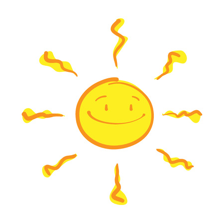 Smiling Sun Cartoon, a hand drawn vector of a smiling sun in cartoon style.のイラスト素材