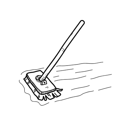 Mopping the Floor Doodle, a hand drawn vector doodle illustration of a mop, mopping the floor.のイラスト素材