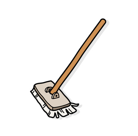 Mop, a hand drawn vector illustration of a mop with shadow backdrop.のイラスト素材
