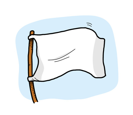 White Flag, illustration of a white flag, isolated on a simple background (on separate group for easy editing).のイラスト素材