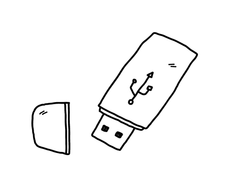USB Flash Drive,doodle illustration of a USB drive.のイラスト素材