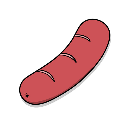 Sausage, a hand drawn vector illustration of a sausage.のイラスト素材