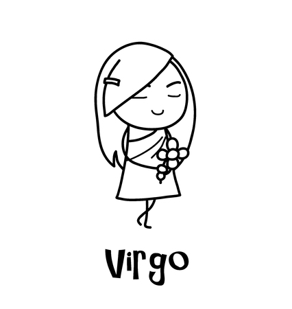 Virgo Zodiac, a hand drawn vector cartoon illustration of Virgo zodiac, The Maiden.のイラスト素材
