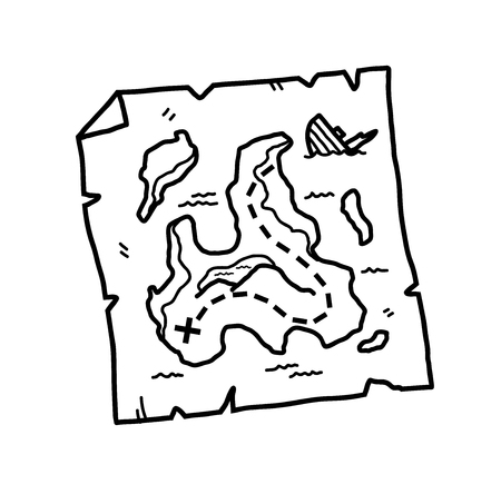 Treasure Map Doodle, a hand drawn vector doodle illustration of a treasure map.のイラスト素材